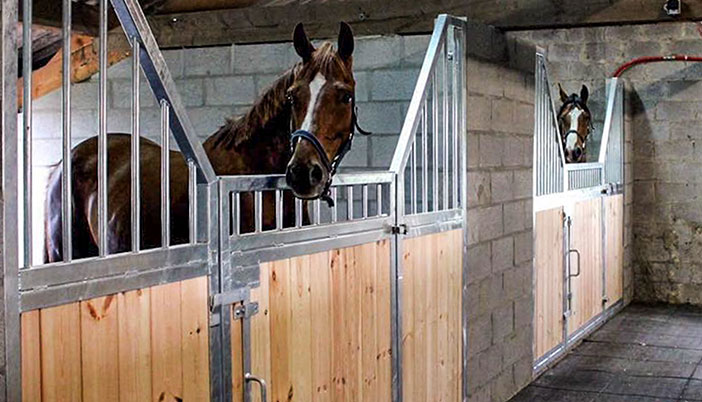 Binnenstal paarden met opening vooraan